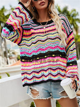 Mehrfarbig gestreifter Patchwork-Pullover